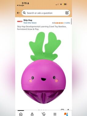 Skip Hop Purple Beet Toy with Green Leaf Topper